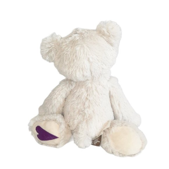 2021 Demdaco February Birthstone Beige Bear Purple Heart Plush BeanBag Toy 8.5" - Picture 4 of 6
